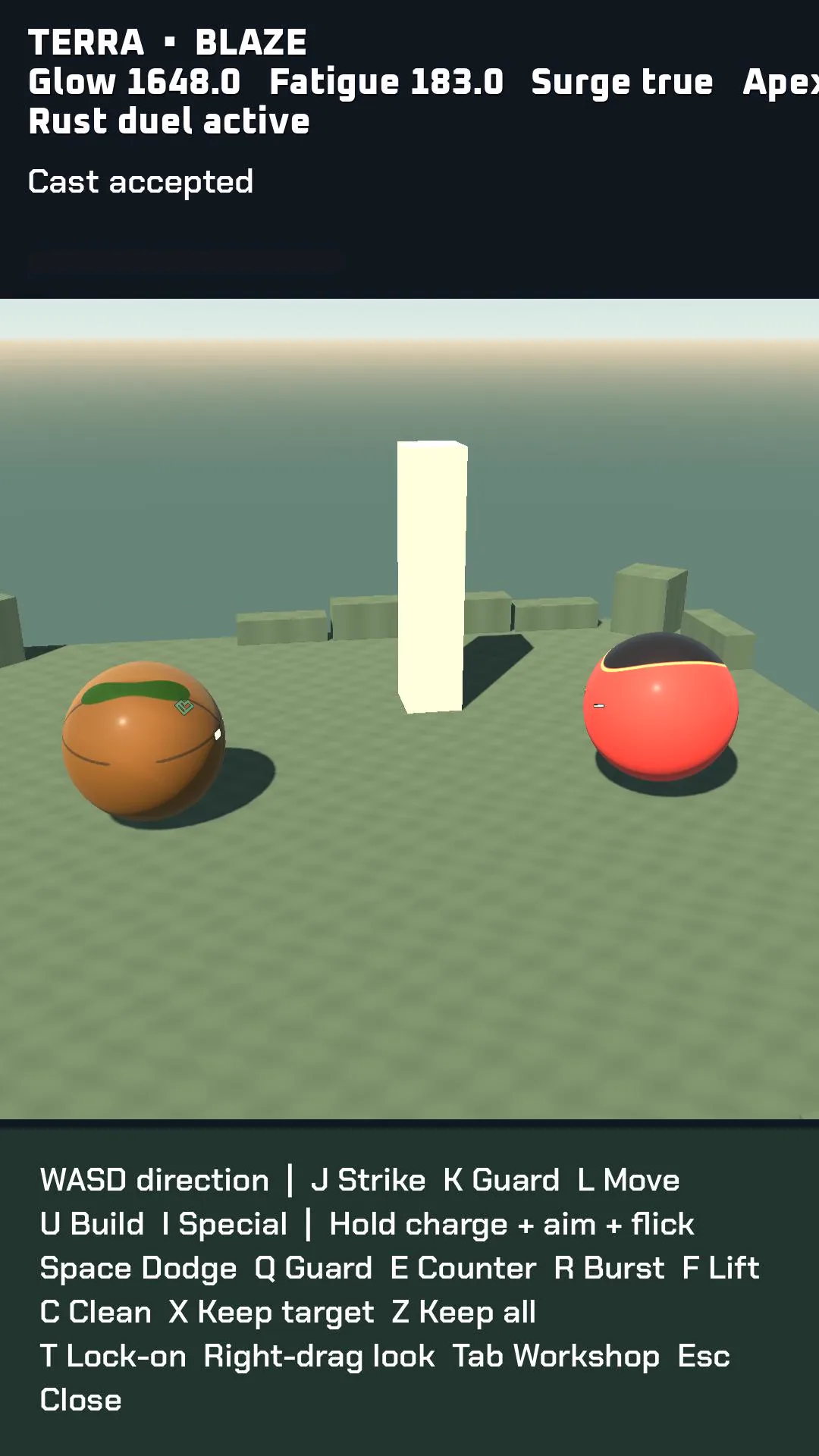 The saved stone pillar remains in the reloaded arena