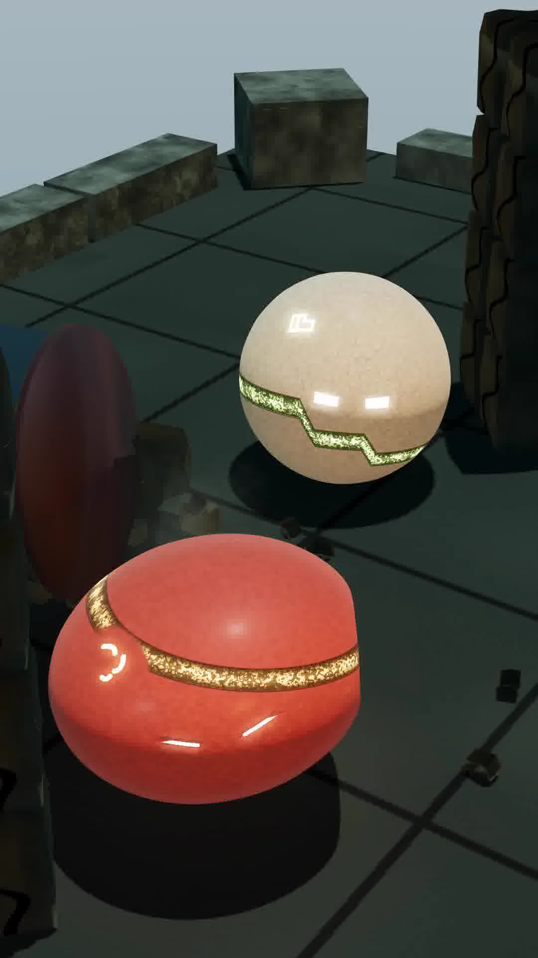 Compressed red BLAZE and warm mineral TERRA remain fully inside the close held contact view beside a dark guard