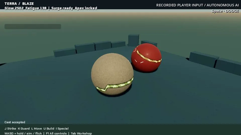 Warm mineral TERRA and deeper red BLAZE close together in gameplay after the scene-light adjustment